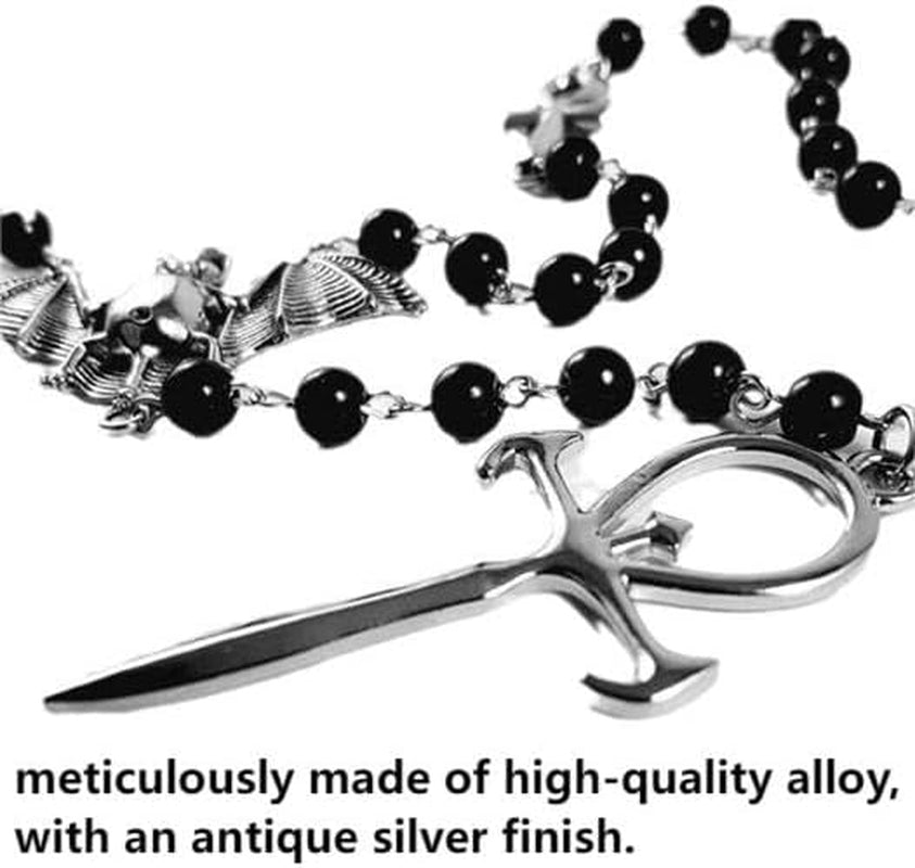 Ankh Cross Bat Necklace Gothic Vampire Rosary