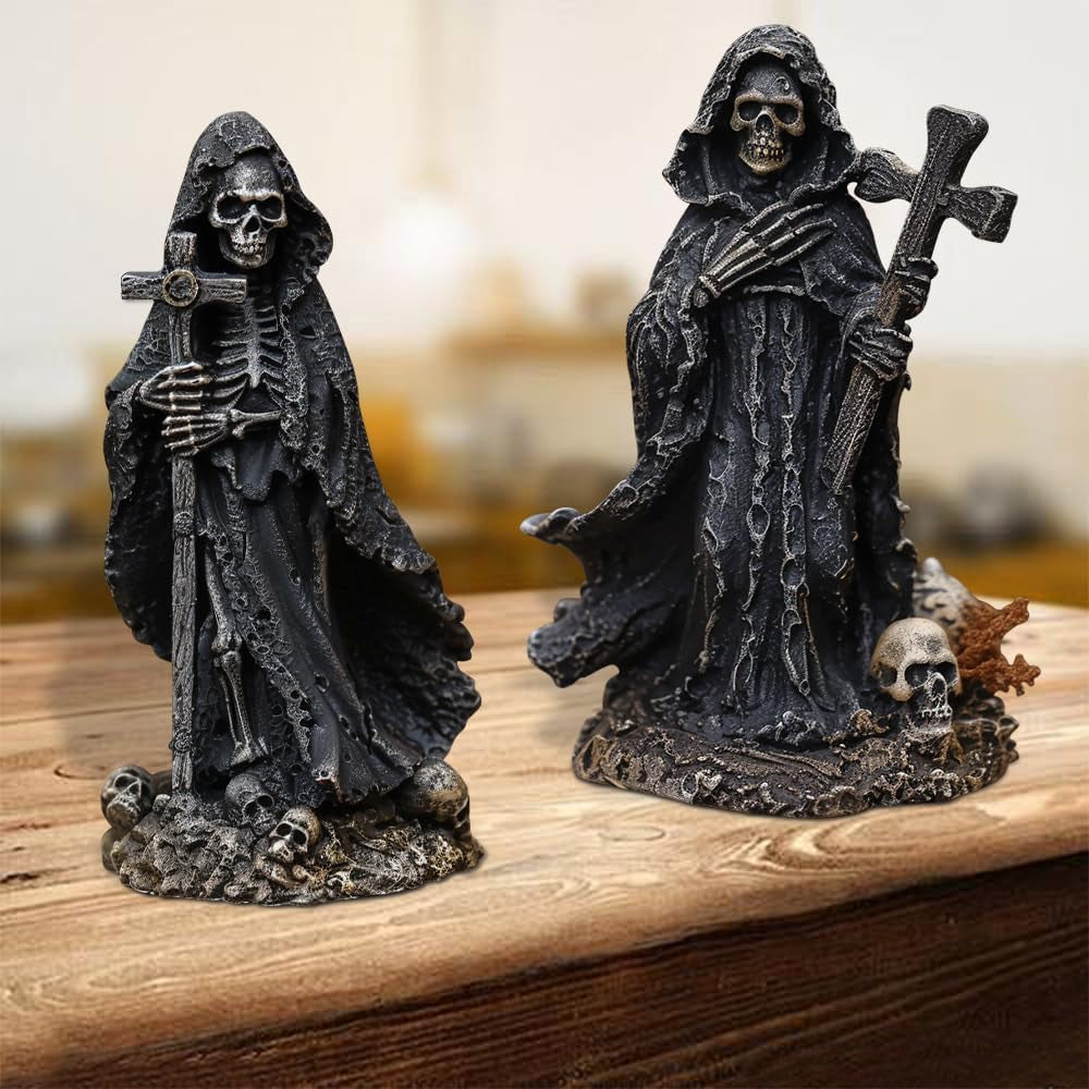 Halloween Skeleton Statue Gothic Decor Skull Resin