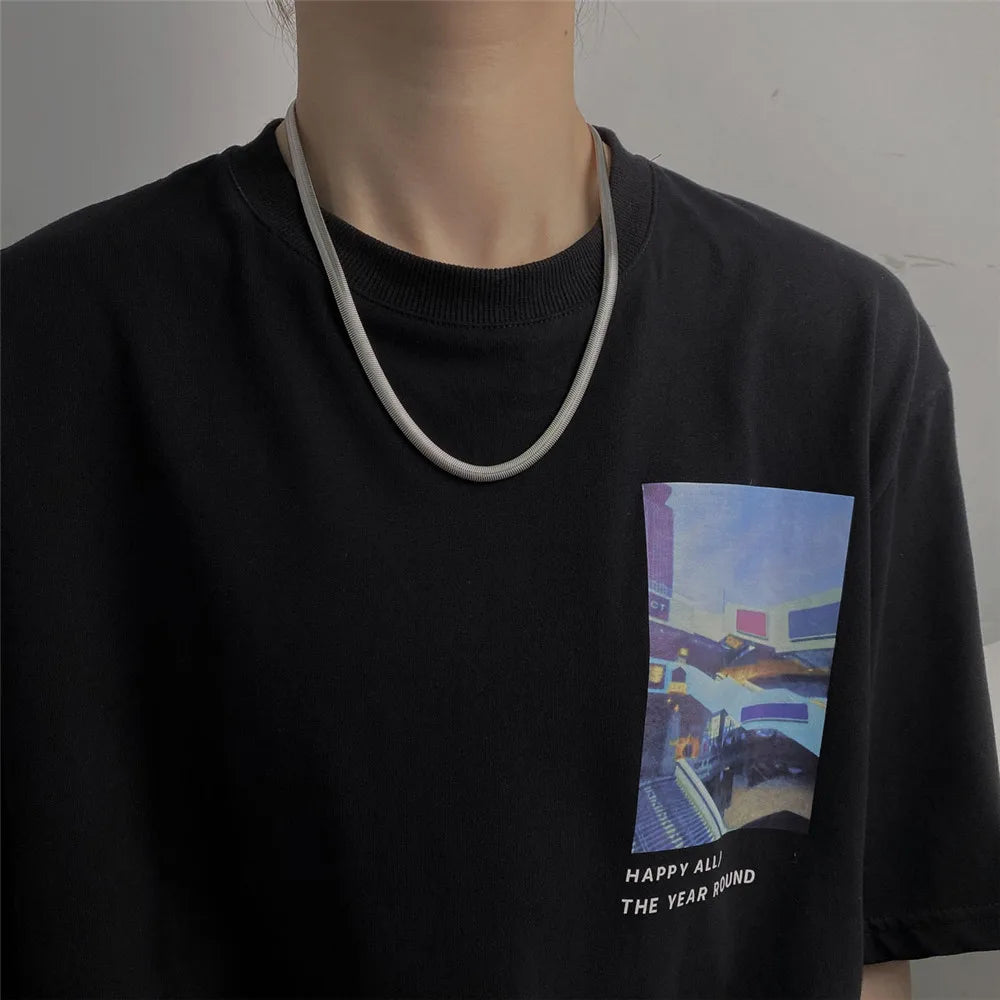 2023 Trendy Stainless Stee Double Layer Chain Necklace Simple Minimalist Punk Necklace for Women Men Goth Grunge Emo Y2K Jewelry