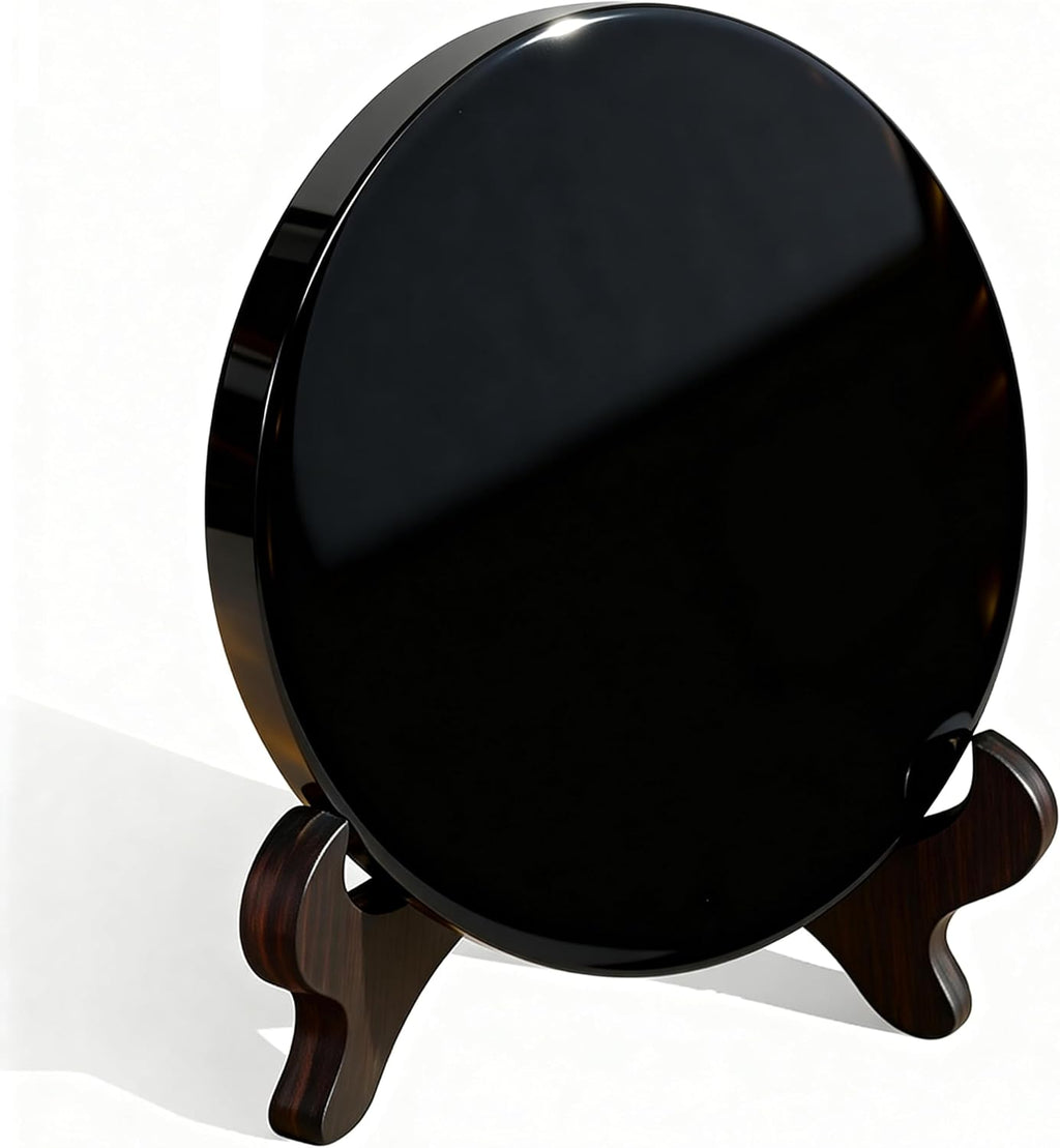 Black Obsidian Scrying Mirror Witch Altar Decor