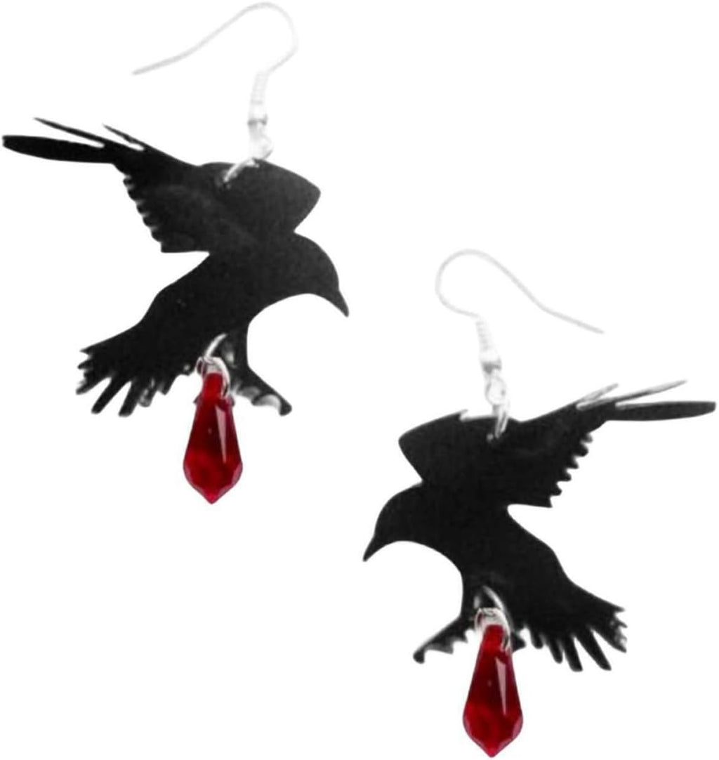 Gothic Raven Earrings Halloween Crow Earrings