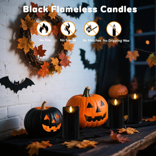 Black Flameless Candles Set of 2 Gothic Decor