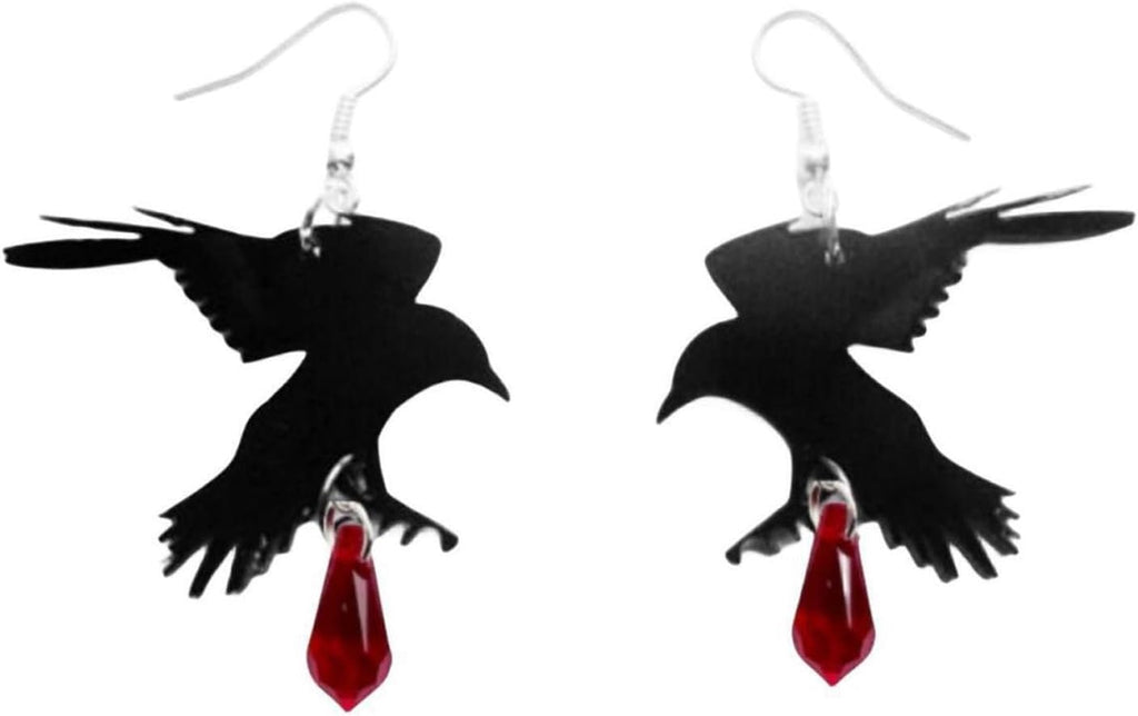 Gothic Raven Earrings Halloween Crow Earrings