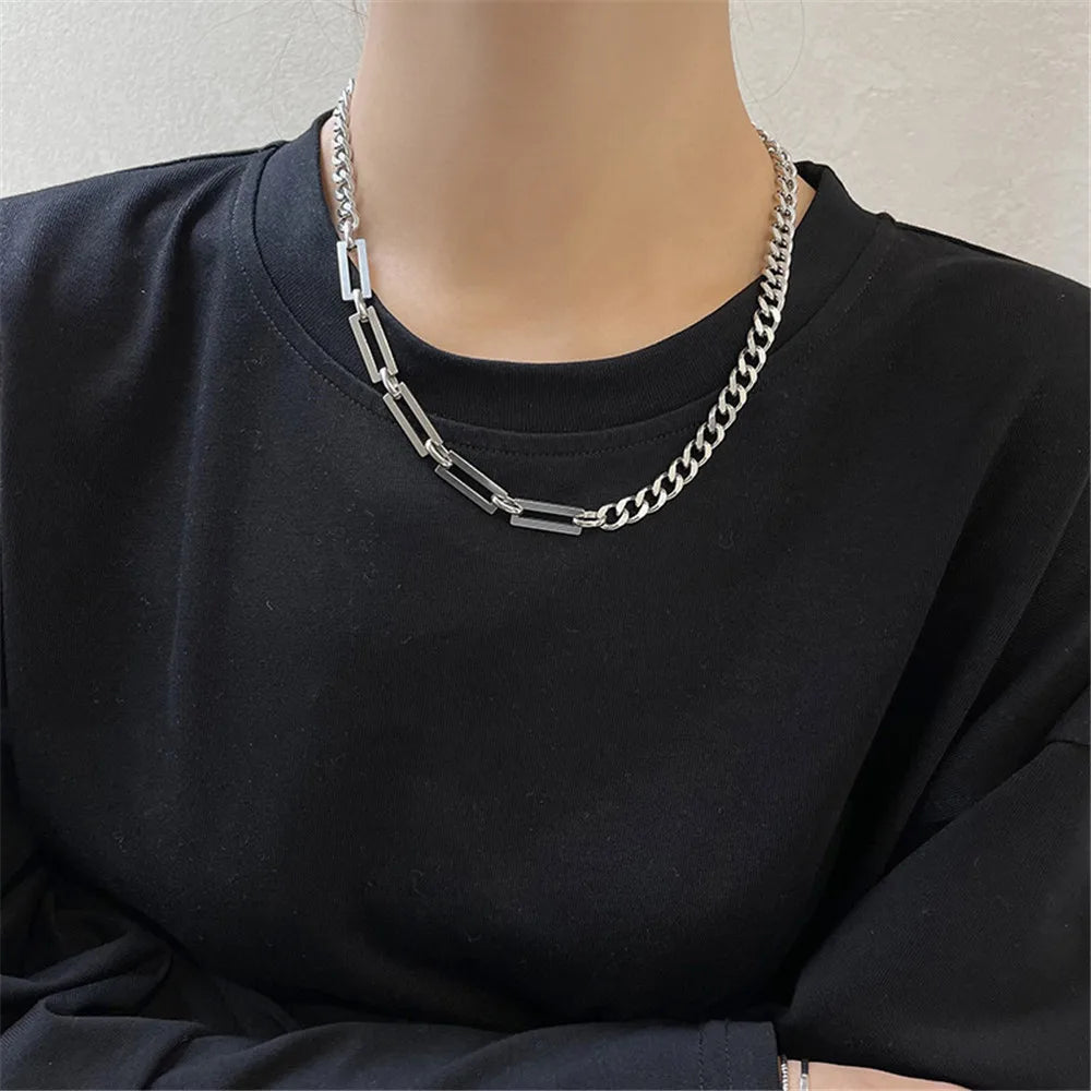 2023 Trendy Stainless Stee Double Layer Chain Necklace Simple Minimalist Punk Necklace for Women Men Goth Grunge Emo Y2K Jewelry