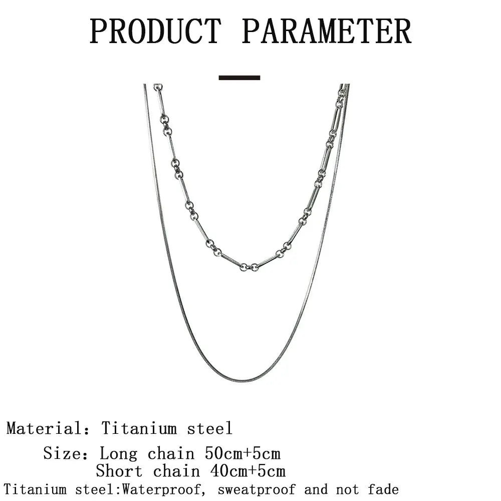 2023 Trendy Stainless Stee Double Layer Chain Necklace Simple Minimalist Punk Necklace for Women Men Goth Grunge Emo Y2K Jewelry