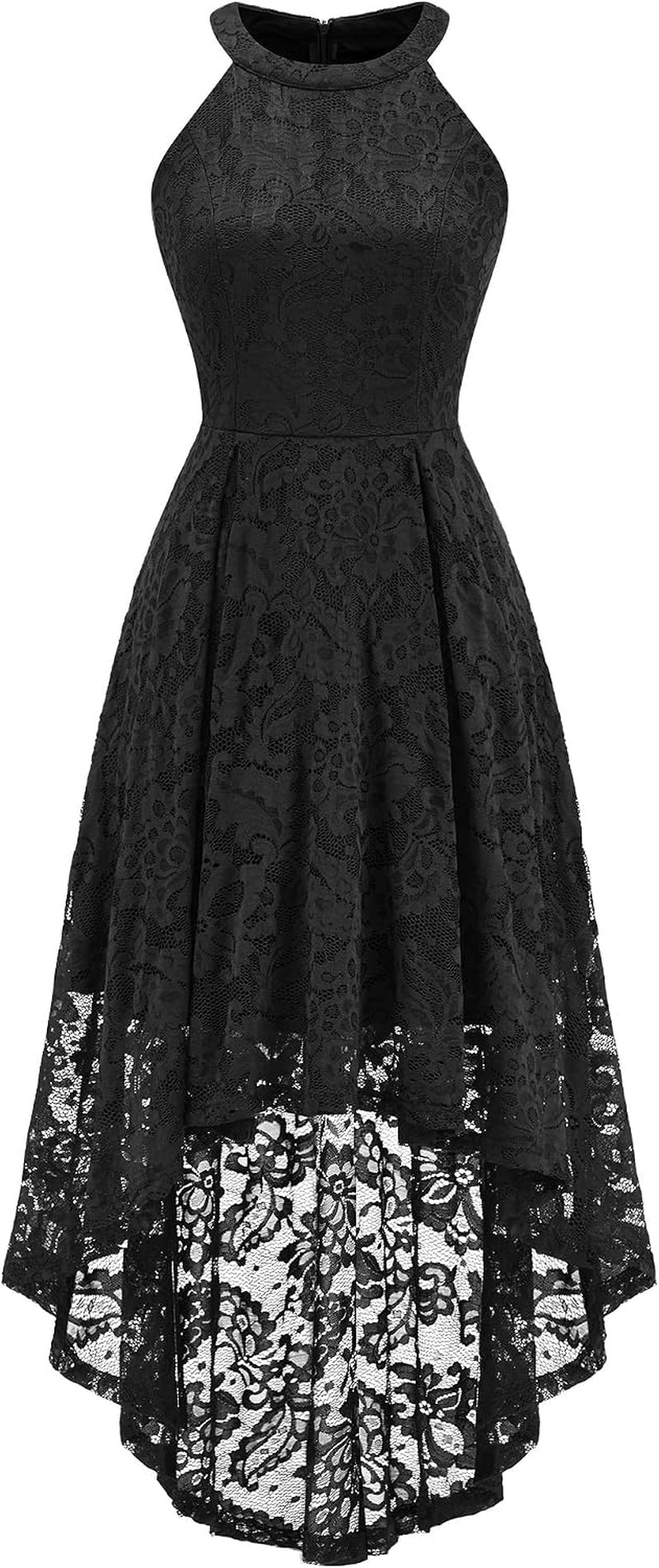 Women Halter Lace Hi Lo Wedding Guest Cocktail Formal Dress