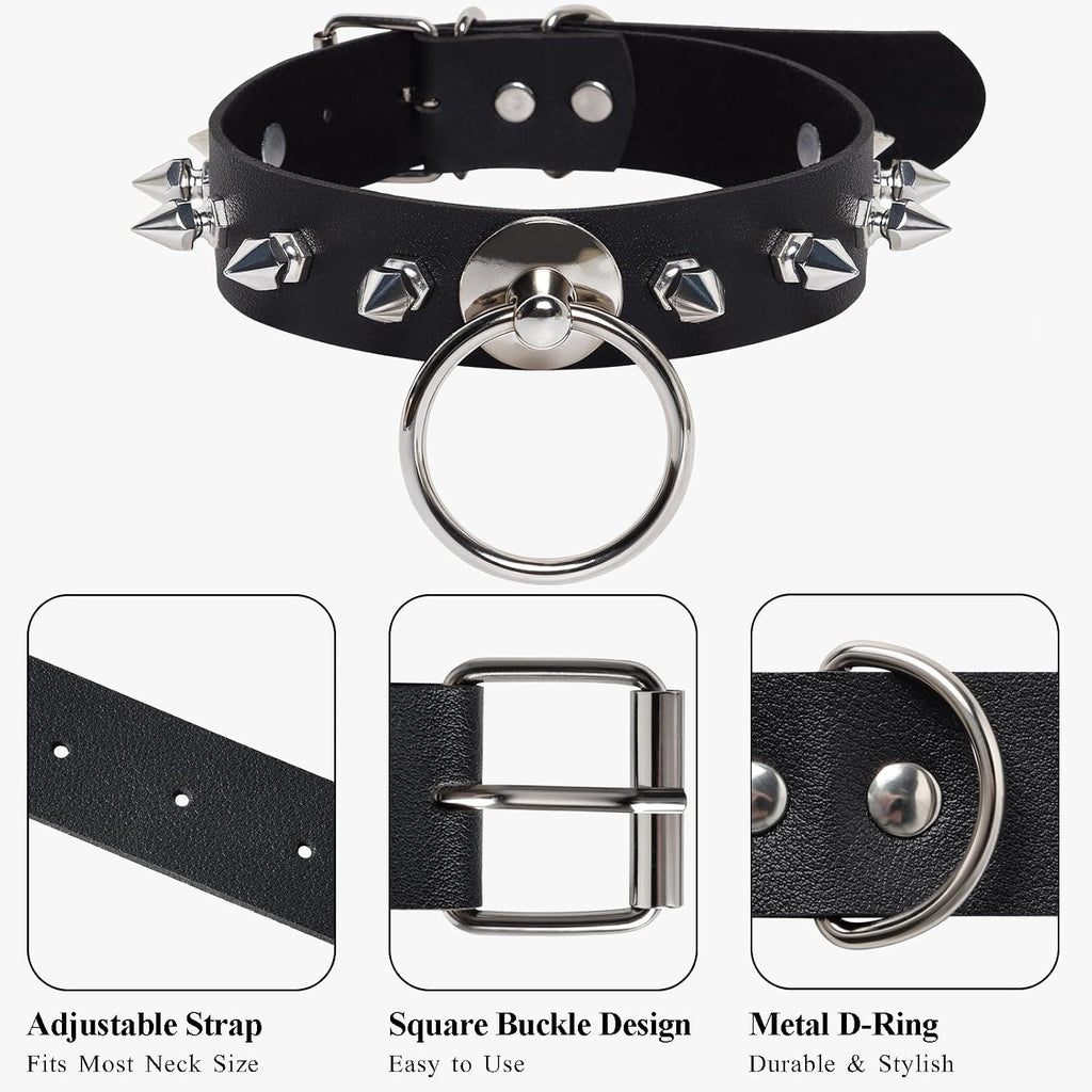 Goth Choker Necklace Black Leather Gothic Jewelry