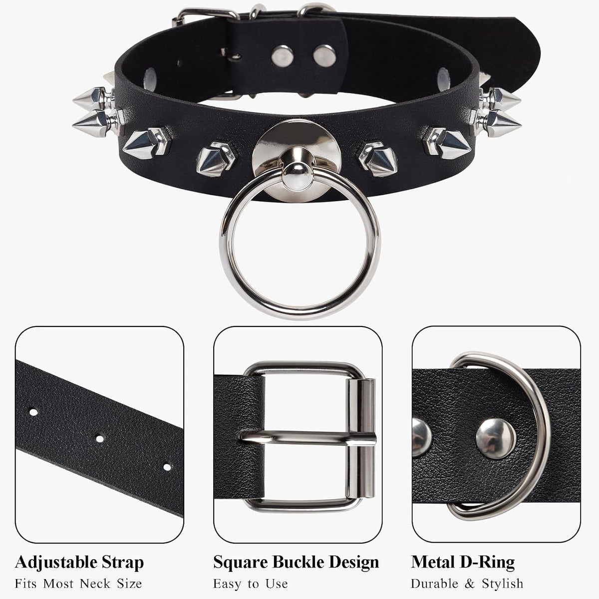 Goth Choker Necklace Black Leather Gothic Jewelry
