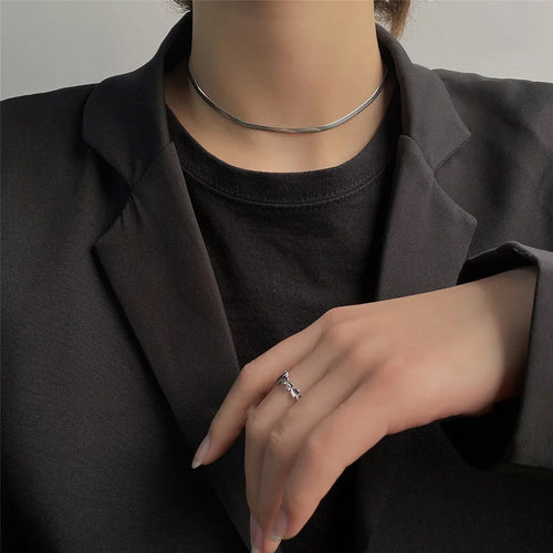 2023 Trendy Stainless Stee Double Layer Chain Necklace Simple Minimalist Punk Necklace for Women Men Goth Grunge Emo Y2K Jewelry