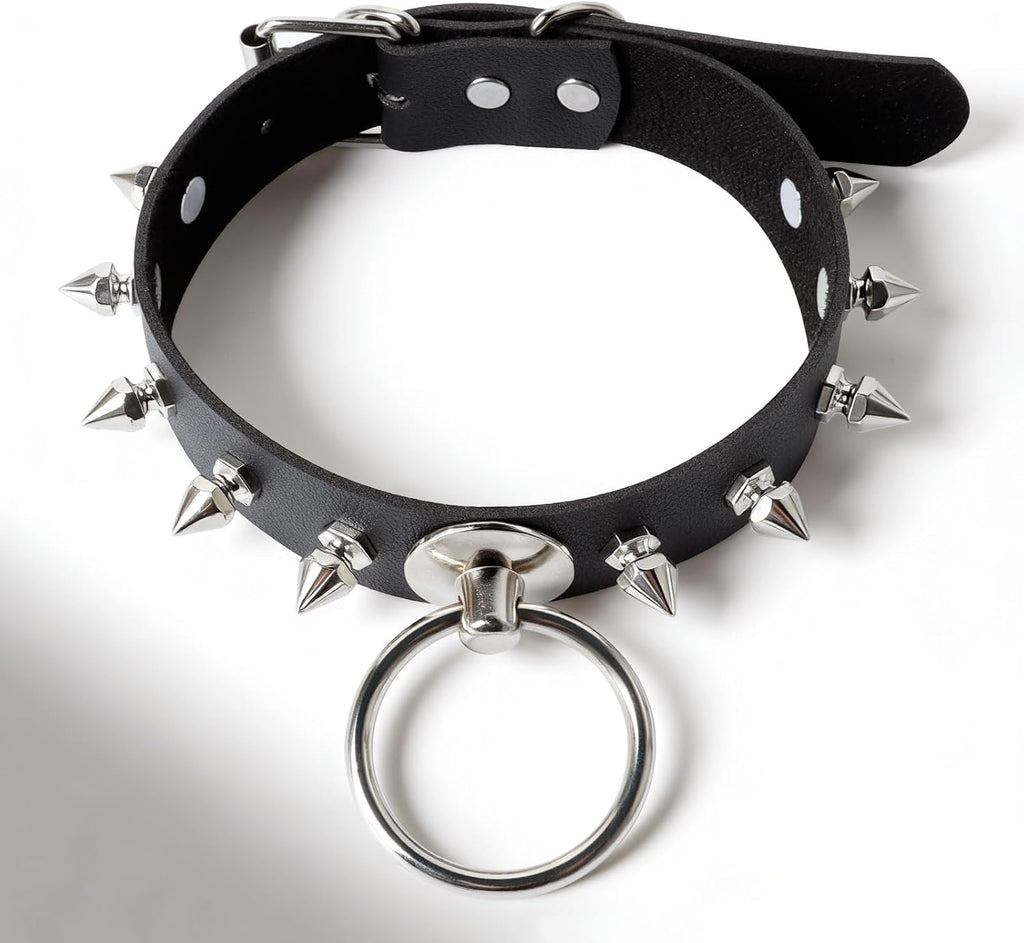 Goth Choker Necklace Black Leather Gothic Jewelry