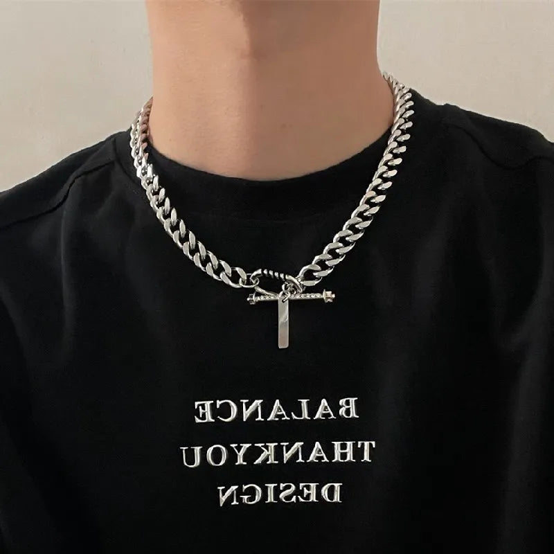 2023 Trendy Stainless Stee Double Layer Chain Necklace Simple Minimalist Punk Necklace for Women Men Goth Grunge Emo Y2K Jewelry