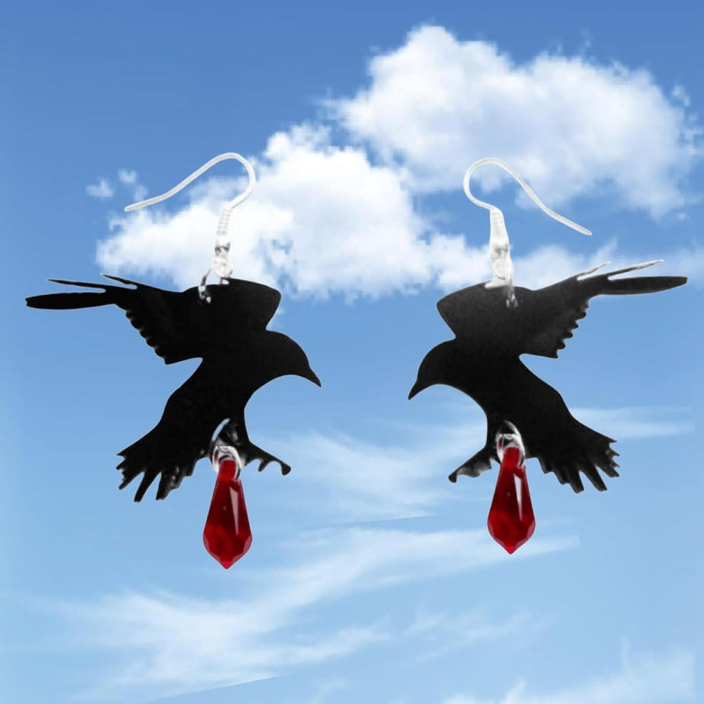 Gothic Raven Earrings Halloween Crow Earrings