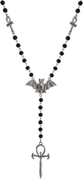 Ankh Cross Bat Necklace Gothic Vampire Rosary