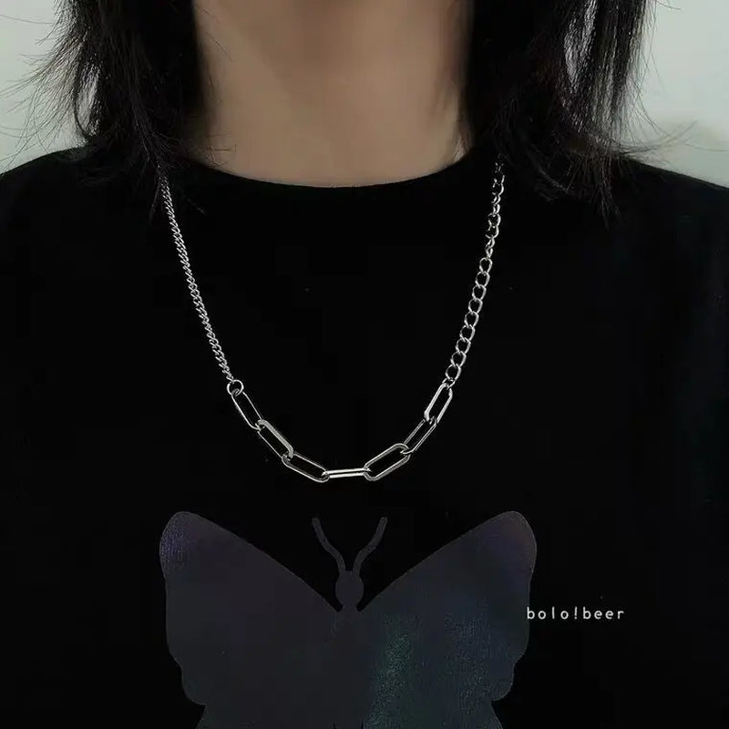 2023 Trendy Stainless Stee Double Layer Chain Necklace Simple Minimalist Punk Necklace for Women Men Goth Grunge Emo Y2K Jewelry