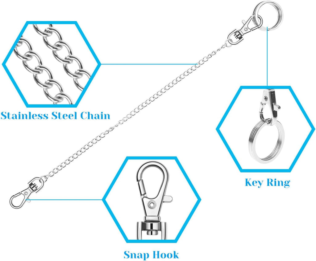 3Pcs Belt Chain, Pocket Chain, Chains for Wallet, Pants, Jeans, Goth Accessories for Eboy, Egirl, Men and Women