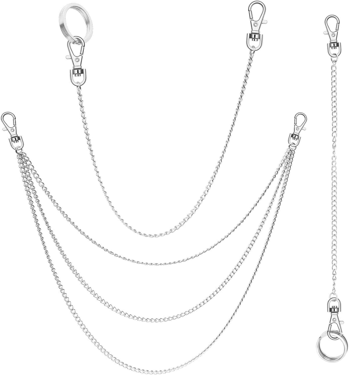 3Pcs Belt Chain, Pocket Chain, Chains for Wallet, Pants, Jeans, Goth Accessories for Eboy, Egirl, Men and Women