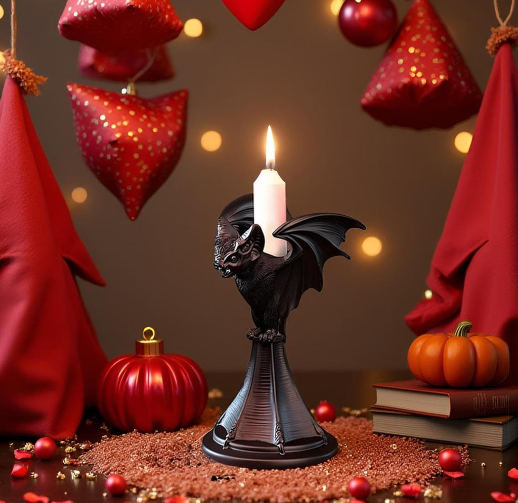 Gothic Decor Bat Halloween Candle Holder
