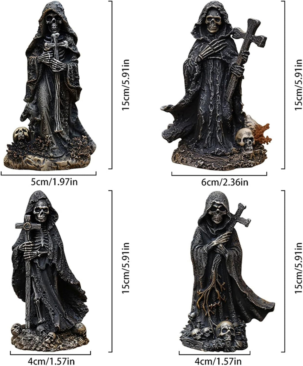 Halloween Skeleton Statue Gothic Decor Skull Resin