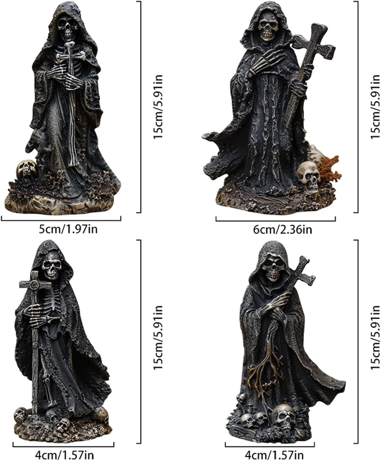 Halloween Skeleton Statue Gothic Decor Skull Resin