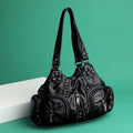 Black Y2K Women Shoulder Bag Vintage Punk Goth Fashion Designer Pu Leather Tote Bag Large Capacity Rivet Motorcycle Handbag