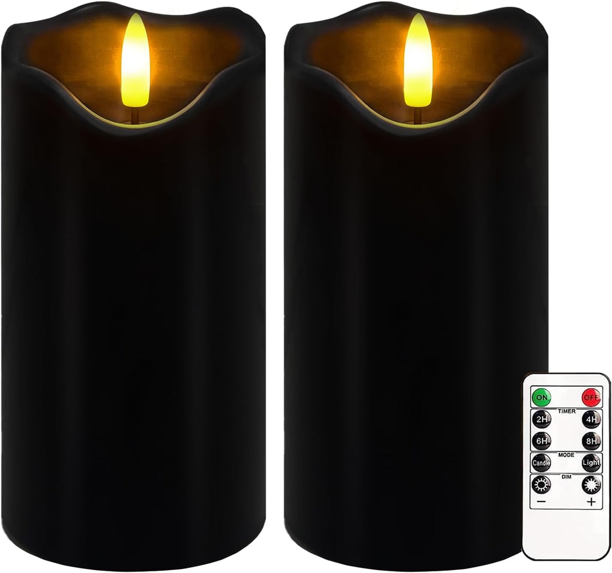 Black Flameless Candles Set of 2 Gothic Decor