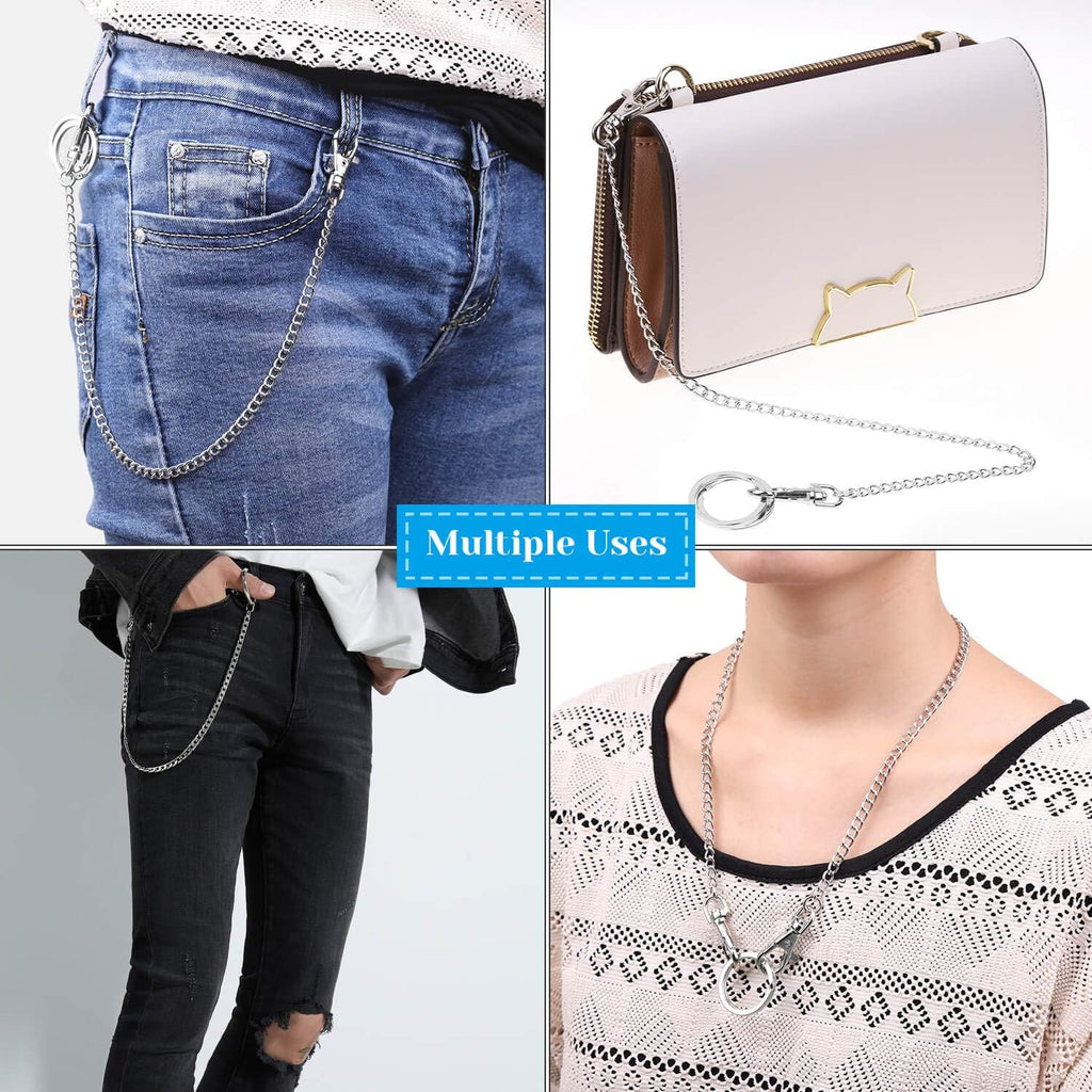 3Pcs Belt Chain, Pocket Chain, Chains for Wallet, Pants, Jeans, Goth Accessories for Eboy, Egirl, Men and Women