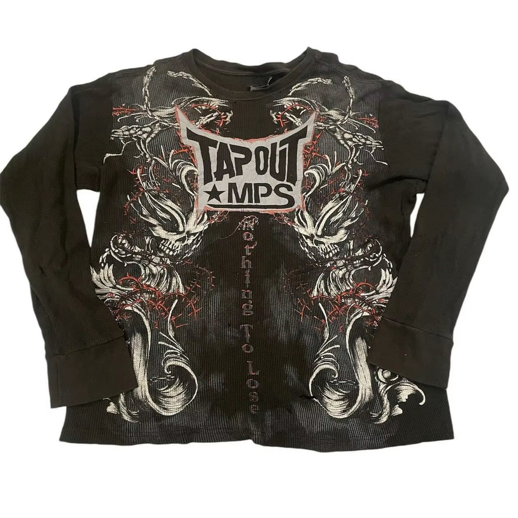 Y2K Classic Long Sleeves T Shirt Men Women Harajuku Retro Skull Graphic Print Oversized Tops Autumn T Shirt Goth Clothing