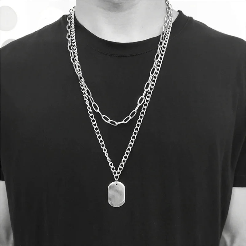 Multi-Layer Long Chain Necklace Punk Cross Pendant Necklace for Women Men Metal Chains Hip Hop Goth Jewelry Gifts Цепочка